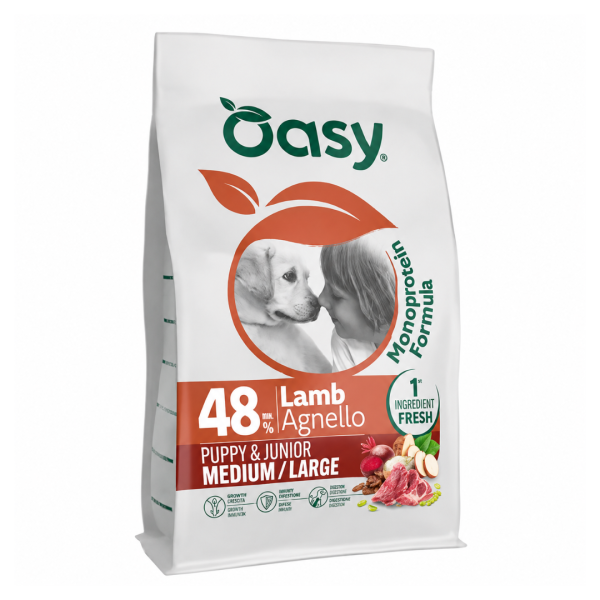 Oasy Monoprotein храна со јагнешко и ориз за кутриња (средна и голема раса)