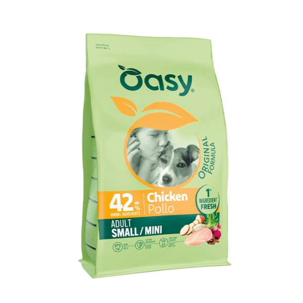 Oasy Original сува храна за возрасни кучиња со свежо пилешко за мини и мала раса