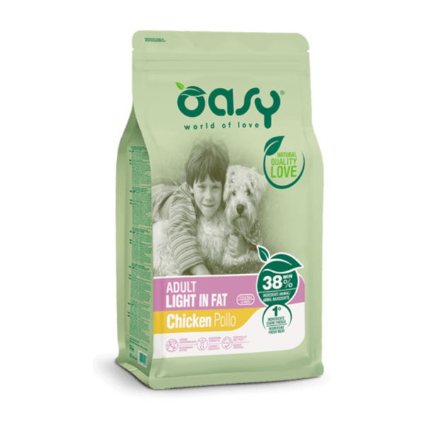 Oasy Light in Fat Сува храна за возрасни кучиња со пилешко со намалена масленост